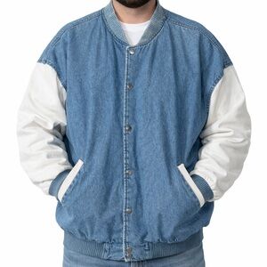 Hilton Active Apparel Vintage Denim Varsity Jacket Men’s XL Made in USA
